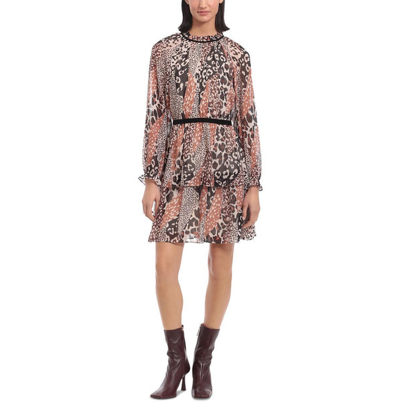 Donna Morgan Animal Print Mini Dress - Size 8 - Party Dress - Picture 2 of 3